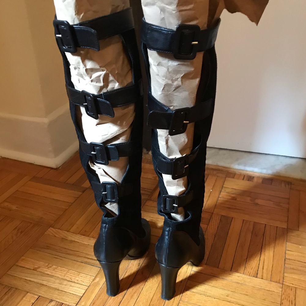 Jill Stuart suede and leather strap boot (36)